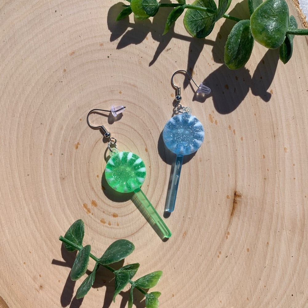 Pastel Green and Blue Lollipop Earrings